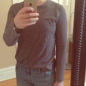 Everlane Basic Striped Tee, B/W, Long Sleeves